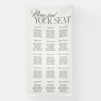 Elegante minimalistische Hochzeit Sitzplan Vinyl Banner