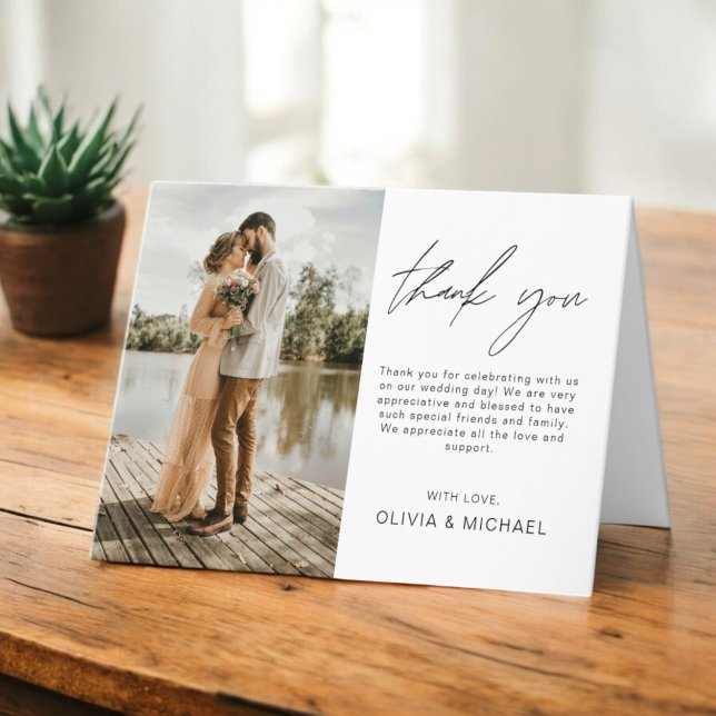 Elegante Minimalistische Hochzeit Vielen Dank Foto Dankeskarte (Von Creator hochgeladen)