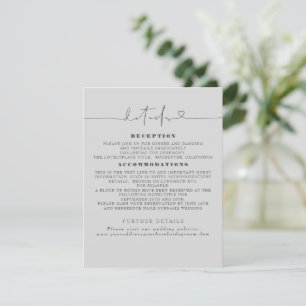 Elegante Minimalistische Hochzeitdetails Begleitkarte