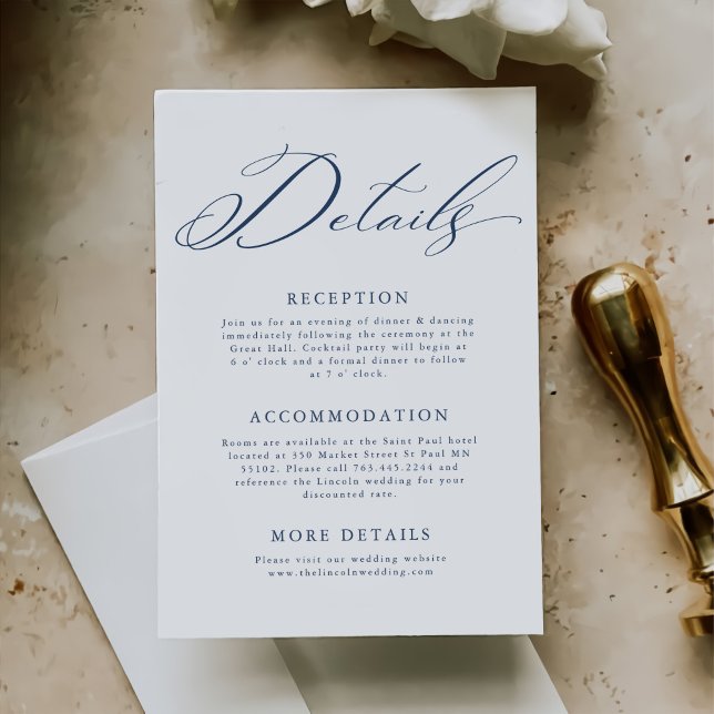 Elegante Minimalistische Hochzeitdetails Begleitkarte (Von Creator hochgeladen)