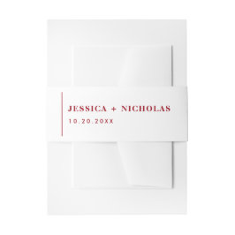 Elegante Minimalistische Hochzeiten in Rot und Wei Einladungsbanderole