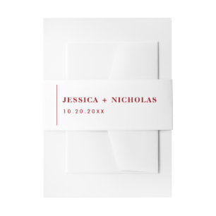 Elegante Minimalistische Hochzeiten in Rot und Wei Einladungsbanderole