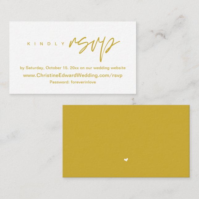 Elegante, Minimalistische, hochzeitliche Online-UA Begleitkarte (Vorne/Hinten)