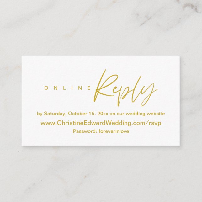 Elegante, Minimalistische, hochzeitliche Online-UA Begleitkarte (Vorderseite)