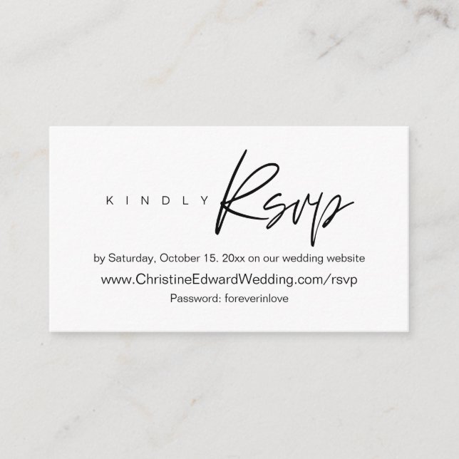 Elegante, Minimalistische, hochzeitliche Online-UA Begleitkarte (Vorderseite)