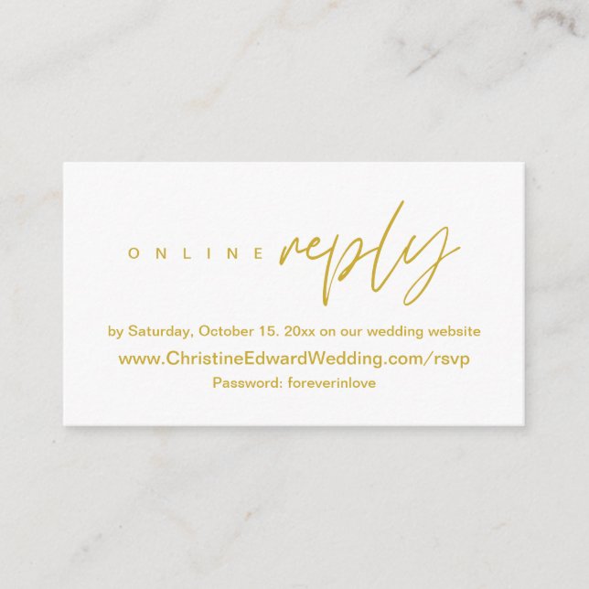 Elegante, Minimalistische, hochzeitliche Online-UA Begleitkarte (Vorderseite)