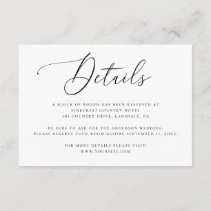 Elegante minimalistische Hochzeitsdetails mit Schr Begleitkarte
