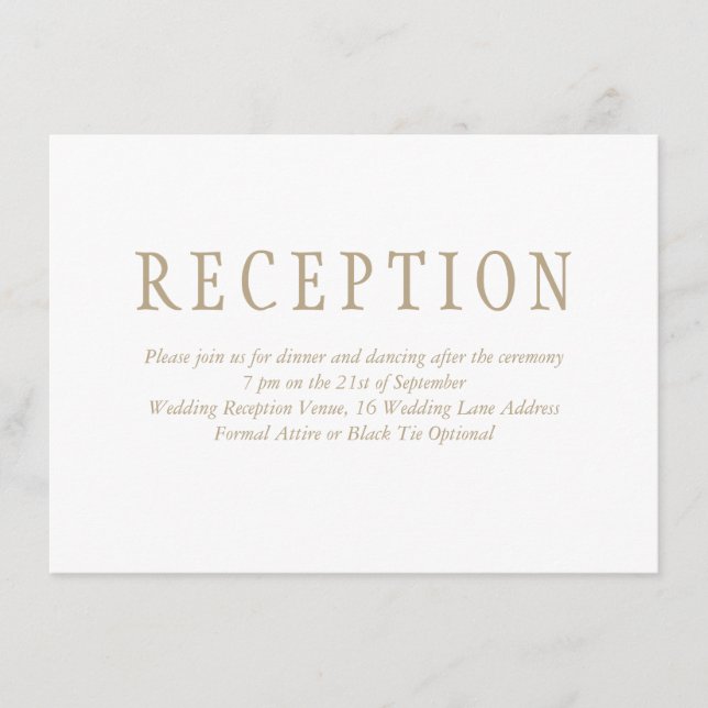 Elegante Minimalistische Hochzeitsempfehlung Begleitkarte (Vorderseite)