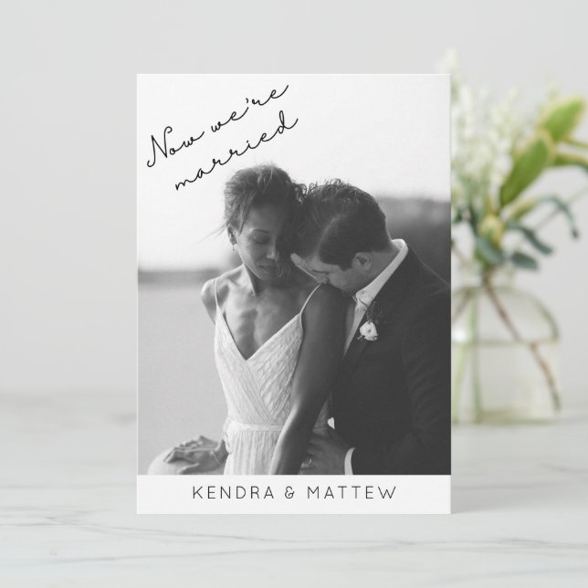 Elegante Minimalistische Hochzeitserklärung Einladung (Stehend Vorderseite)