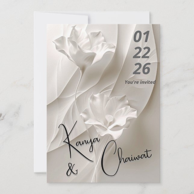 Elegante Minimalistische Hochzeitsfeier Einladung (Vorderseite)
