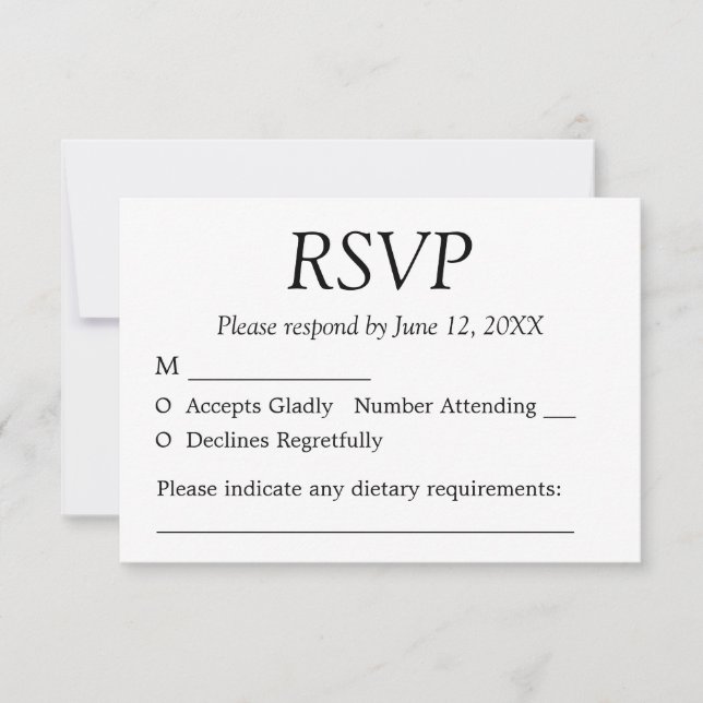 Elegante Minimalistische Hochzeitskarte RSVP Karte (Vorderseite)