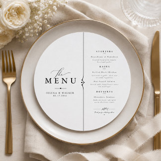 Elegante minimalistische Hochzeitsmenüvorlage. Menükarte