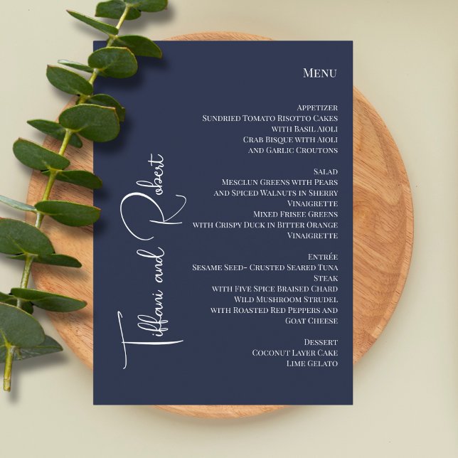 Elegante Minimalistische Hochzeitsnacht Menükarte (Von Creator hochgeladen)