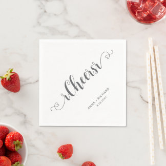 Elegante Minimalistische Hochzeitsprost Personalis Serviette