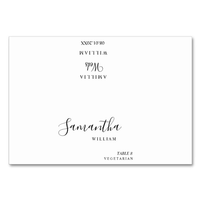 Elegante Minimalistische Hochzeitsstimmung Platzka Tischnummer (Vorderseite)