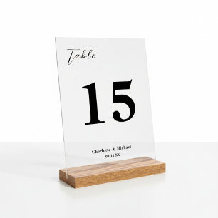 Elegante minimalistische Hochzeitstisch-Nummer Acrylschild