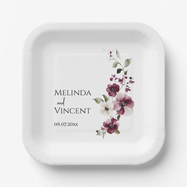 Elegante Minimalistische Hochzeitszange Pappteller (Vorderseite)
