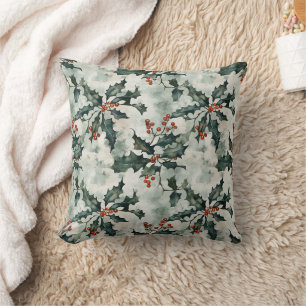 Elegante Minimalistische Holly Blume Weihnachten Kissen