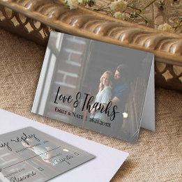 Elegante Minimalistische Imitats Vellum Foto Hochz Dankeskarte