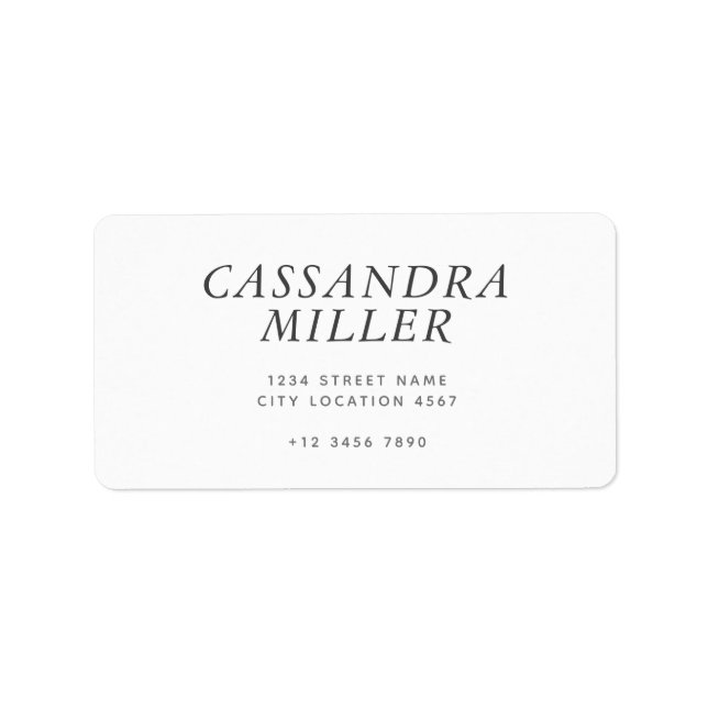 Elegante Minimalistische italienische Typografie-A Adressaufkleber (Vorne)