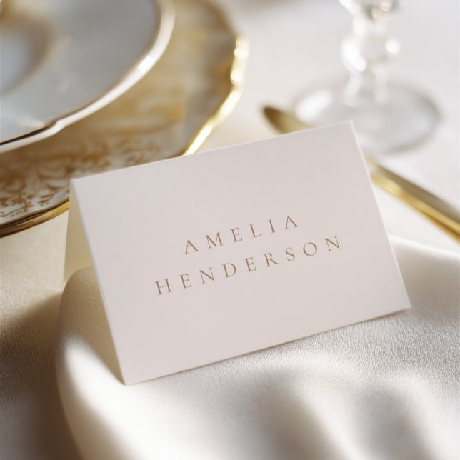 Elegante Minimalistische Ivory Taupe Hochzeit Plat Tischnummer (Elegant Minimalist Ivory Taupe Wedding Place Card)