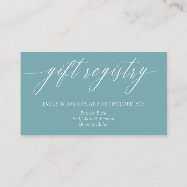 Elegante Minimalistische Kalligrafie Aquamarine Ge Begleitkarte (Vorderseite)
