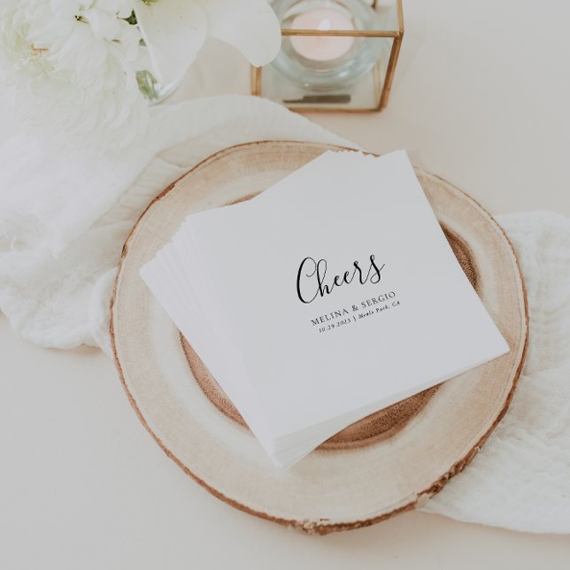 Elegante Minimalistische Kalligrafie-Hochzeitsjube Serviette (Von Creator hochgeladen)