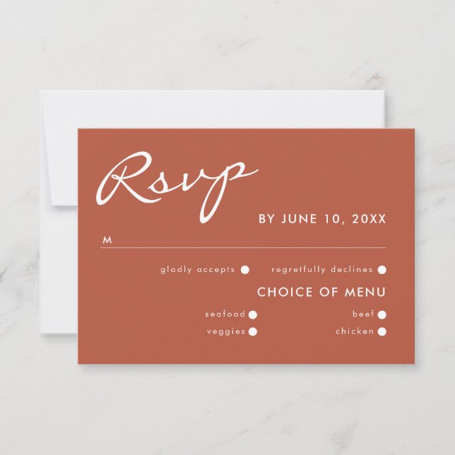 Elegante Minimalistische Kalligrafie RSVP Karte (Vorderseite)
