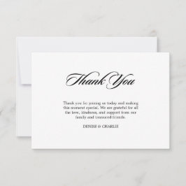 Elegante Minimalistische Kalligrafie White Wedding Dankeskarte