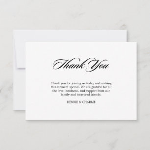 Elegante Minimalistische Kalligrafie White Wedding Dankeskarte