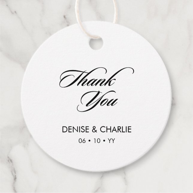Elegante Minimalistische Kalligrafie White Wedding Geschenkanhänger (Vorderseite)