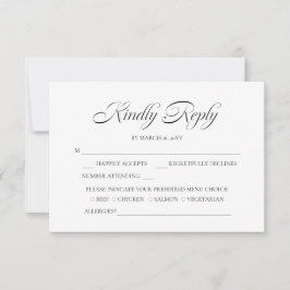 Elegante Minimalistische Kalligrafie White Wedding RSVP Karte
