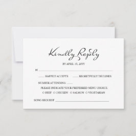 Elegante Minimalistische Kalligrafie White Wedding RSVP Karte