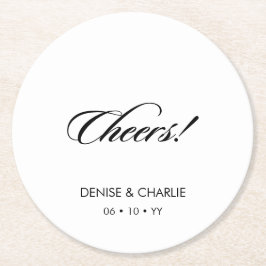 Elegante Minimalistische Kalligrafie White Wedding Runder Pappuntersetzer