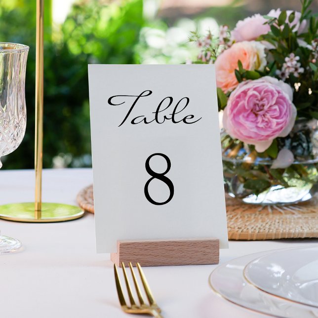 Elegante Minimalistische Kalligrafie White Wedding Tischnummer (Von Creator hochgeladen)