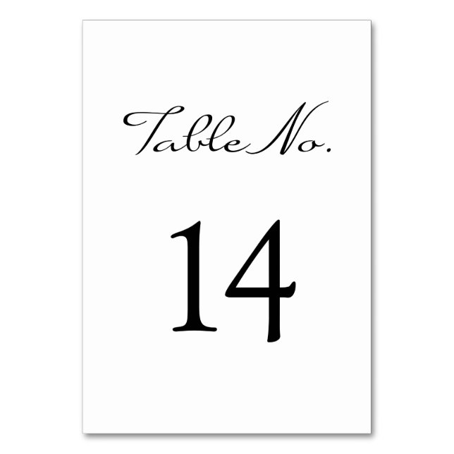 Elegante Minimalistische Kalligrafie White Wedding Tischnummer (Vorderseite)
