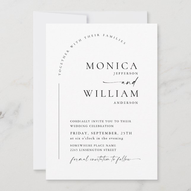 Elegante Minimalistische Kalligraphie-Hochzeit Einladung (Vorderseite)
