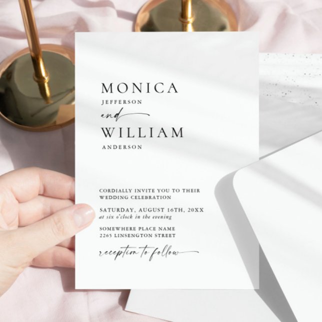 Elegante Minimalistische Kalligraphie-Hochzeit Einladung (Von Creator hochgeladen)