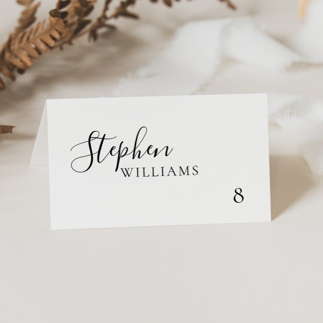 Elegante Minimalistische Kalligraphie-Hochzeit Platzkarte (Von Creator hochgeladen)