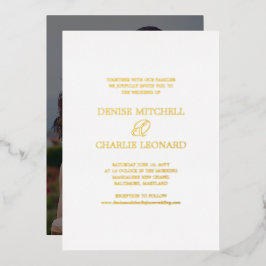 Elegante Minimalistische Kalligraphie Weißes Foto  Folieneinladung
