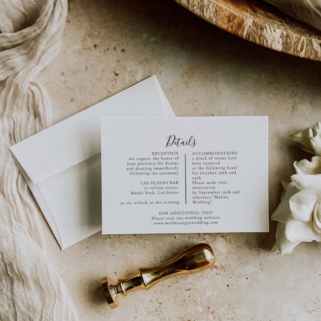 Elegante Minimalistische kalligraphische Hochzeitd Begleitkarte (Von Creator hochgeladen)
