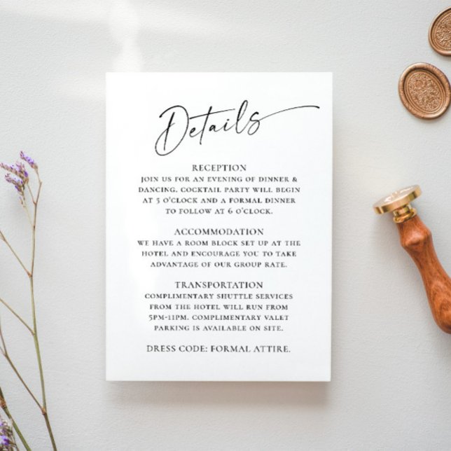 Elegante Minimalistische kalligraphische Hochzeitd Begleitkarte (Von Creator hochgeladen)