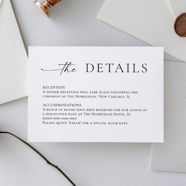 Elegante Minimalistische kalligraphische Hochzeitd Begleitkarte (Von Creator hochgeladen)