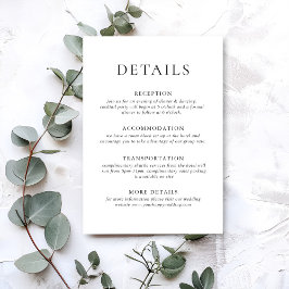 Elegante Minimalistische kalligraphische Hochzeitd Begleitkarte