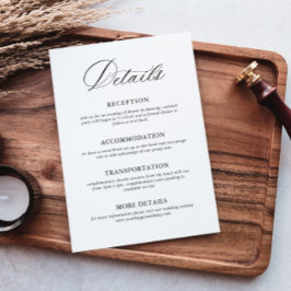 Elegante Minimalistische kalligraphische Hochzeitd Begleitkarte