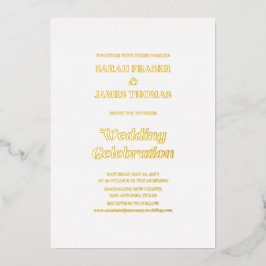 Elegante Minimalistische kalligraphische White Wed Folieneinladung