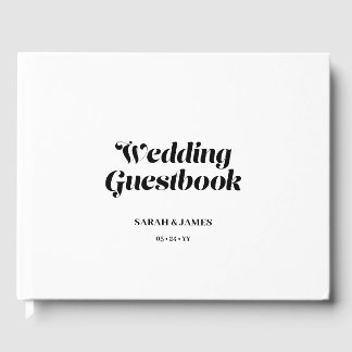 Elegante Minimalistische kalligraphische White Wed Gästebuch