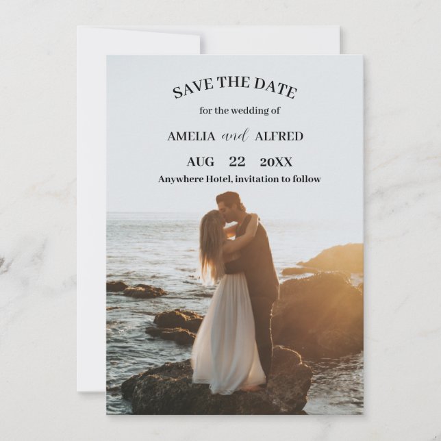 Elegante minimalistische klassische Hochzeit Einladung (Vorderseite)