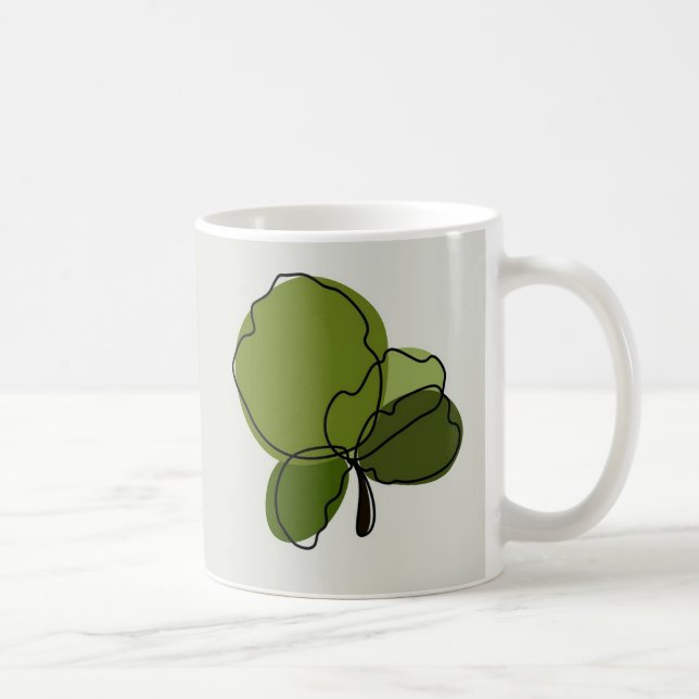 Elegante Minimalistische Kleeblatte Kunst Kaffeetasse (Rechts)