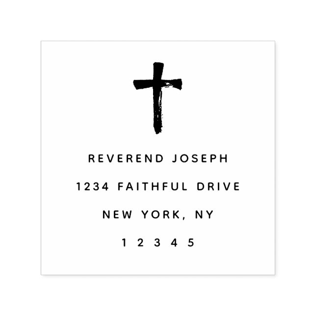 Elegante Minimalistische Kreuzkreuz-Rücksendeadres Permastempel (Design)